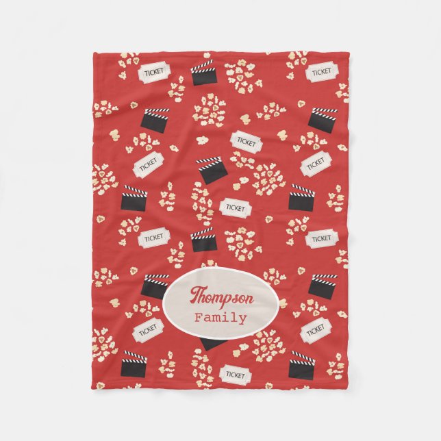 Popcorn Retro Movie Cinema Monogram Fleecefilt (Framsidan)