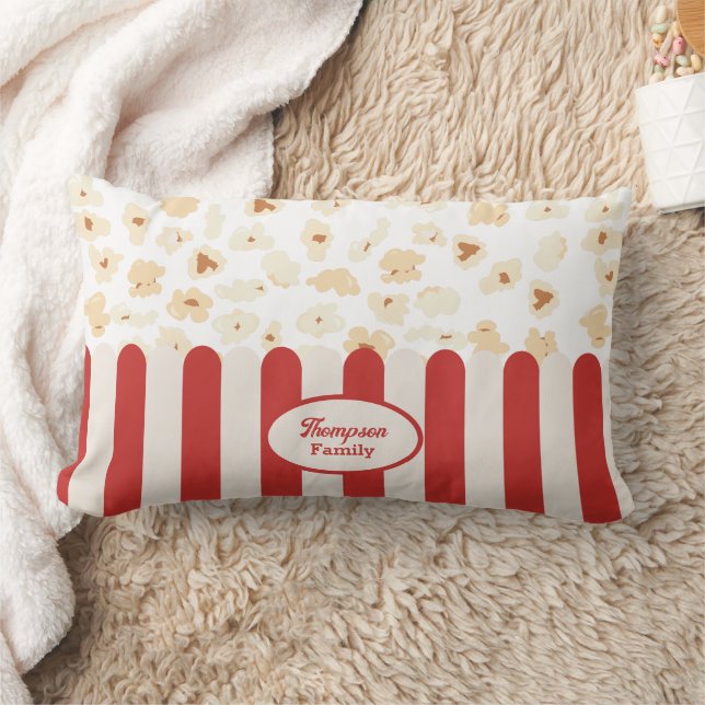 Popcorn Retro Movie Cinema Monogram Lumbarkudde (Filt)