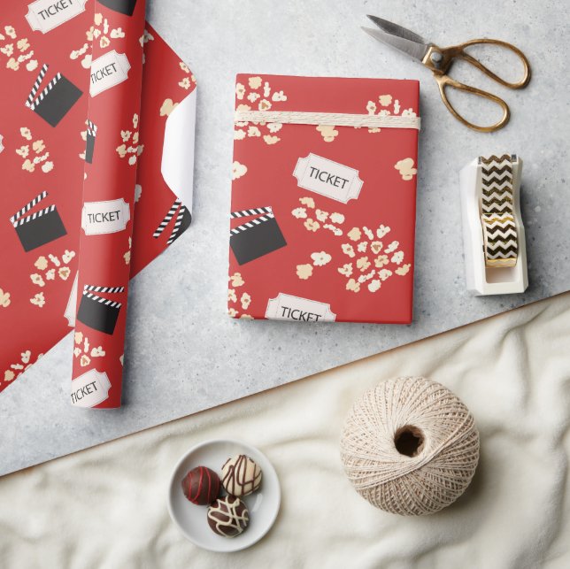 Popcorn Retro Movie Cinema Presentpapper (Hantverk)