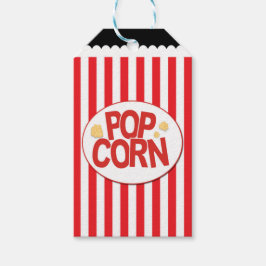 Popcorn röd och vit randig biofest presentetikett