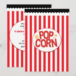 Popcorn röda och vita randiga biofest-inbjudningar inbjudningar