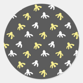 Popcorn Round Stickers (Mörk Grått & Butter Gult) Runt Klistermärke