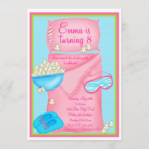 Popcorn Slumber Party-inbjudningar Inbjudningar