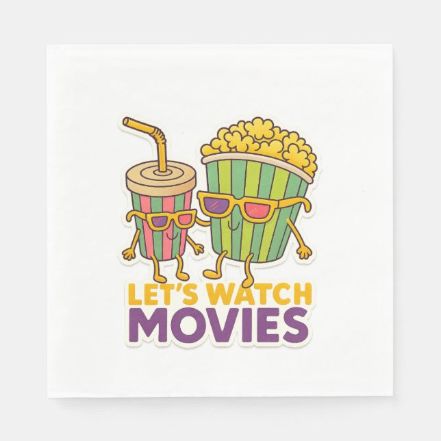 Popcorn & Soda Duo – Movie Night Vibes Pappersservett (Framsidan)