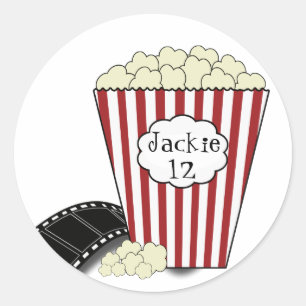 Popcorn Sticker Runt Klistermärke