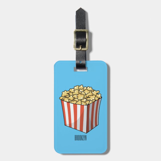 Popcorn-tecknad, illustration bagagebricka (Vertikal Framsida)
