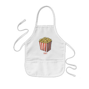 Popcorn-tecknad, illustration barnförkläde