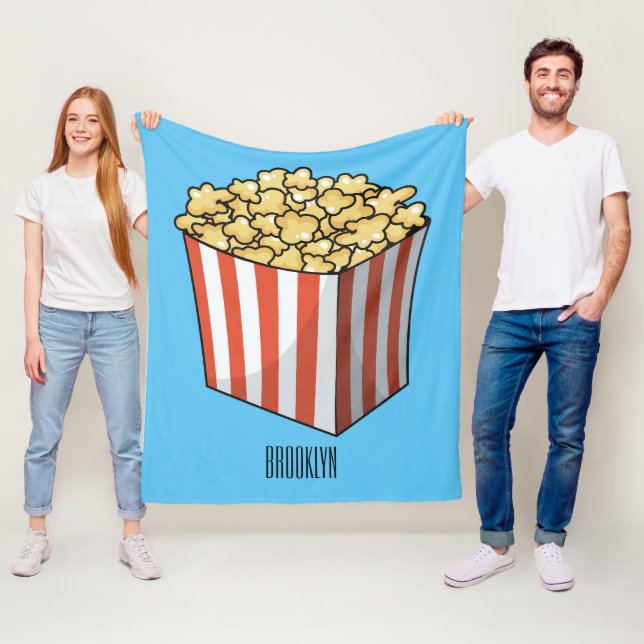 Popcorn-tecknad, illustration fleecefilt (På plats)