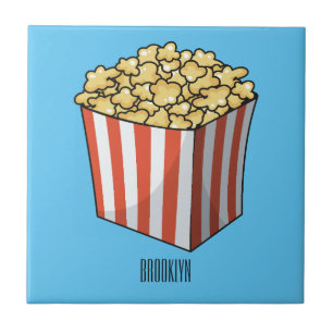 Popcorn-tecknad, illustration kakelplatta