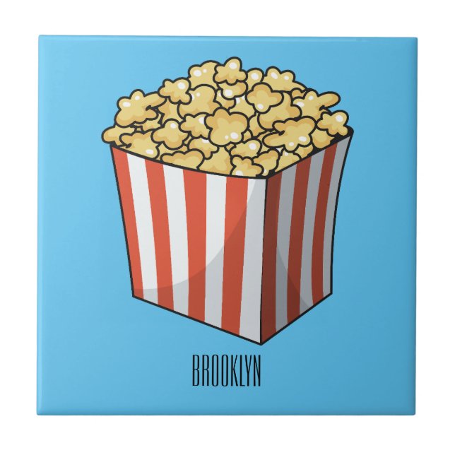 Popcorn-tecknad, illustration kakelplatta (Framsidan)