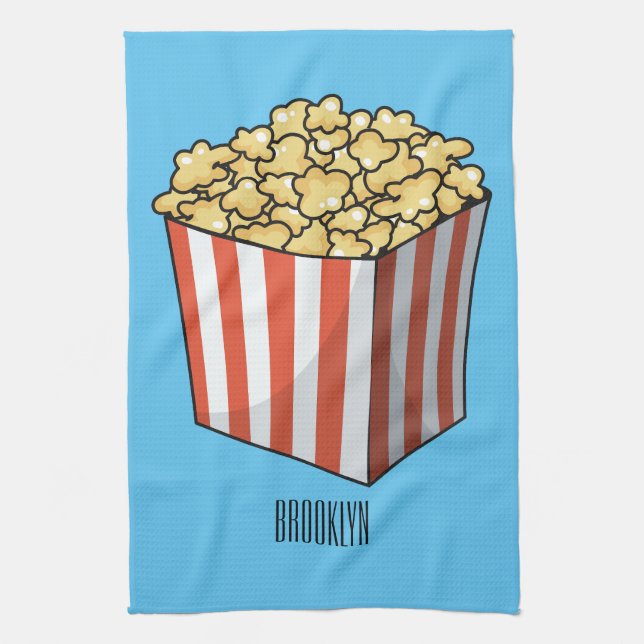 Popcorn-tecknad, illustration kökshandduk (Vertikal)