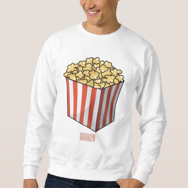 Popcorn-tecknad, illustration lång ärmad tröja (Framsida)
