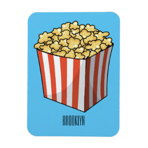 Popcorn-tecknad, illustration magnet