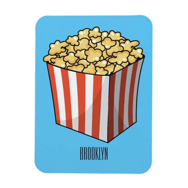 Popcorn-tecknad, illustration magnet (Vertikal)