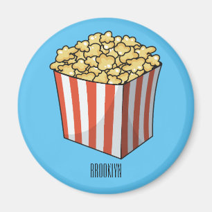 Popcorn-tecknad, illustration magnet