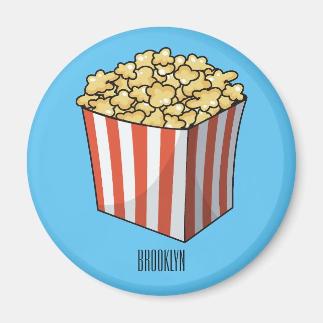 Popcorn-tecknad, illustration magnet (Framsidan)