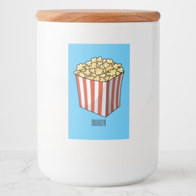 Popcorn-tecknad, illustration mat etikett (Framsida)