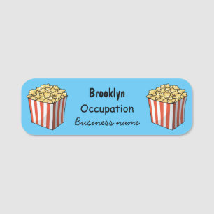 Popcorn-tecknad, illustration namnbricka