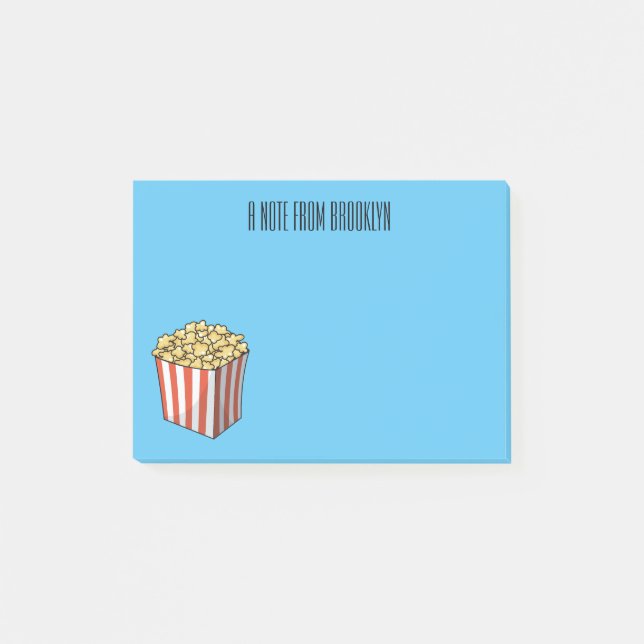 Popcorn-tecknad, illustration post-it block (Framsida)