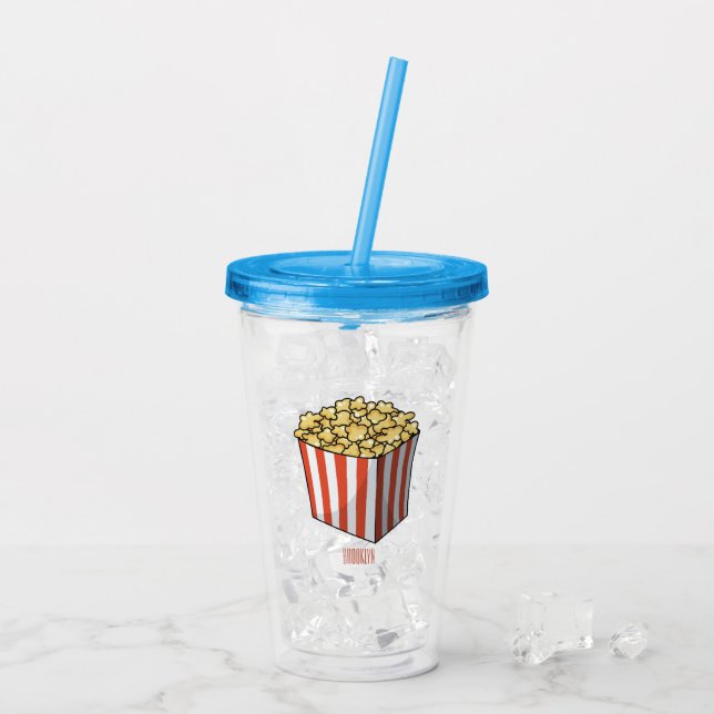Popcorn-tecknad, illustration take away mugg (Baksida Ice)