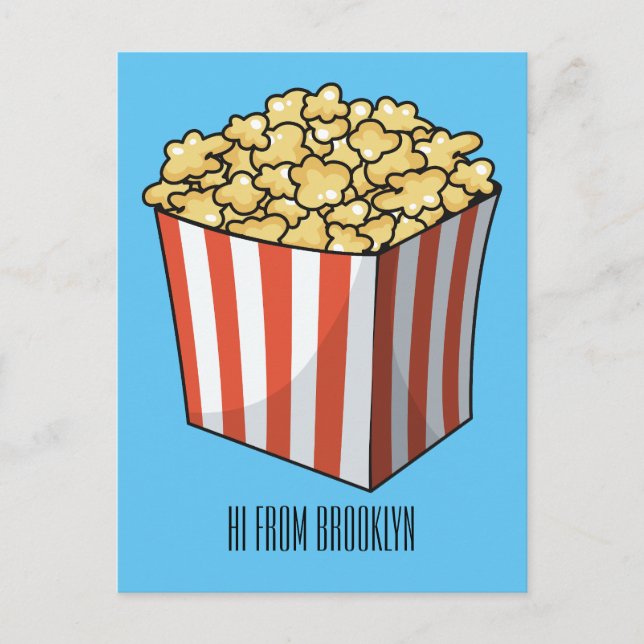 Popcorn-tecknad, illustration vykort (Framsida)