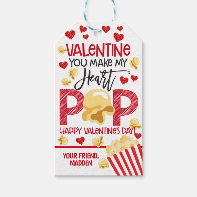 Popcorn Valentine Du gör mitt hjärt-POP-favoritmär Presentetikett (Framsidan)