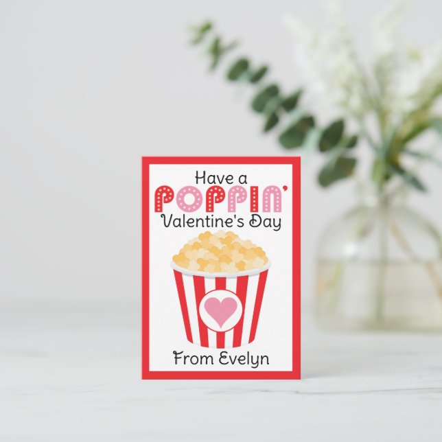 Popcorn Valentine | Popcorn Klassrumsvalentin Anteckningskort (Stående Fram)