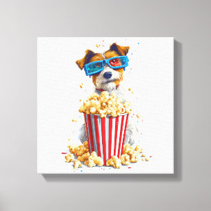 Popcorn Valp � Filmnatt Hund Canvastryck