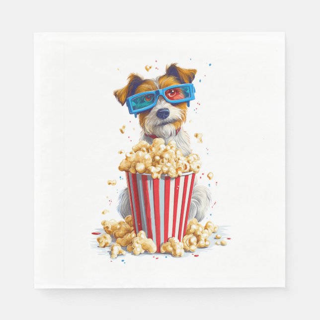 Popcorn Valp � Filmnatt Hund Pappersservett (Framsidan)