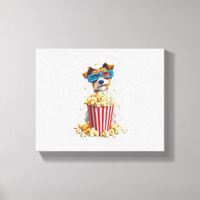 Popcorn-Valp - Movie Night-Hund Canvastryck (Framsida)