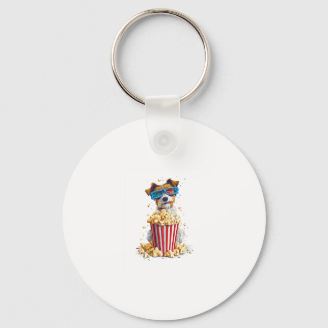Popcorn Valp � Movie Night Hund Nyckelring (Framsida)