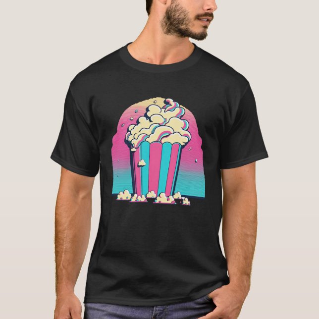 Popcorn Vaporwave Retrowave Aesthetic T Shirt (Framsida)