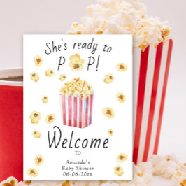Popcorn Welcome Baby dusch party skum board Poster