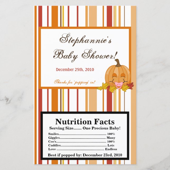 Popcorn Wrapper Autumn Fall Pumpkin Baby (Framsida)