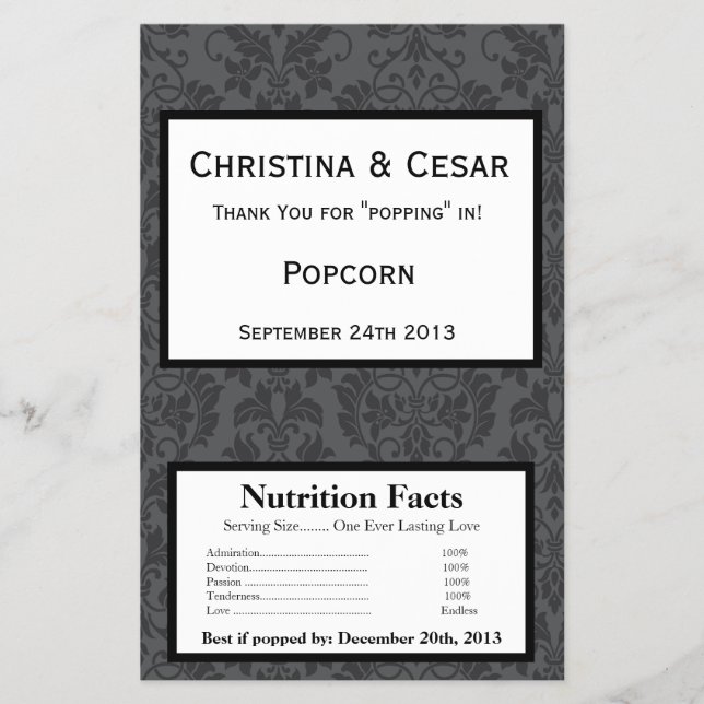 Popcorn Wrapper Black Grått Formal Gothic Flygblad (Framsidan)