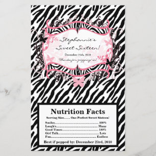 Popcorn Wrapper Butterfly Zebra tryck