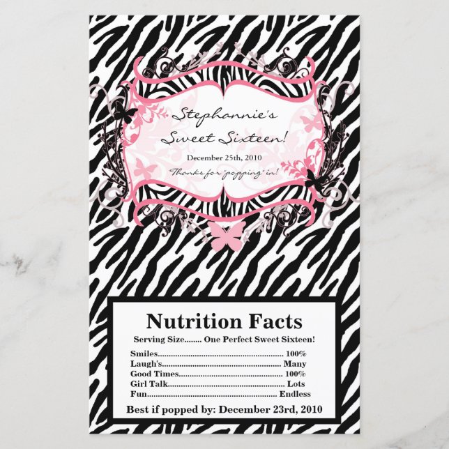 Popcorn Wrapper Butterfly Zebra tryck (Framsida)