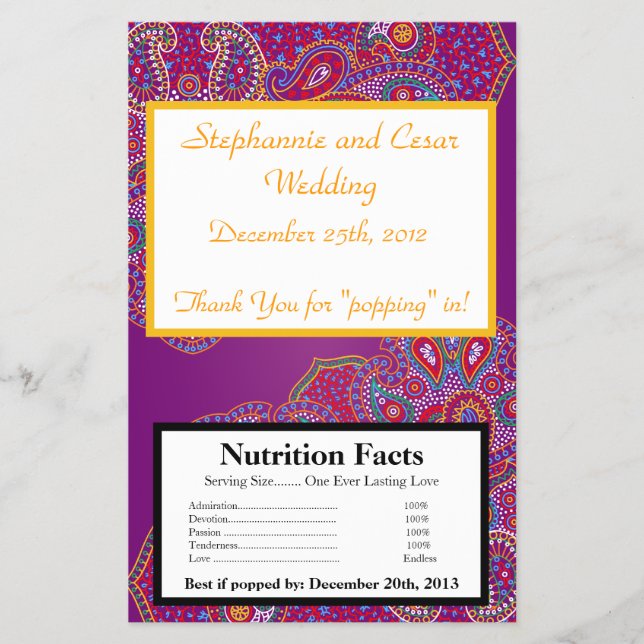 Popcorn Wrapper Lila Palace India Flygblad (Framsidan)