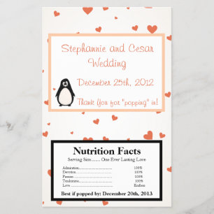 Popcorn Wrapper Penguin Kärlek/Hearts Peac Flygblad