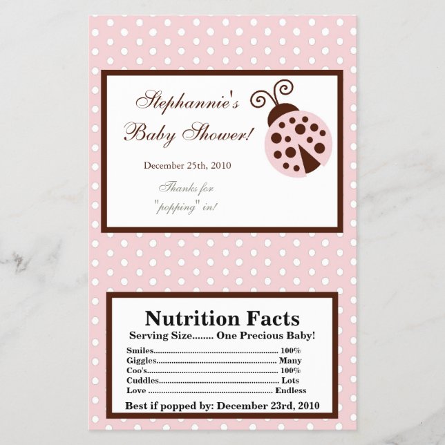 Popcorn Wrapper Rosa Ladybug Flygblad (Framsidan)