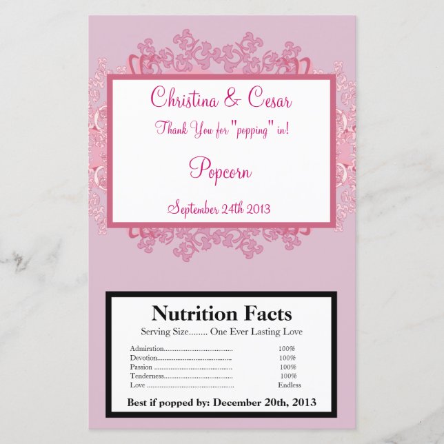 Popcorn Wrapper Rosa/Lila Chinese Scro (Framsida)