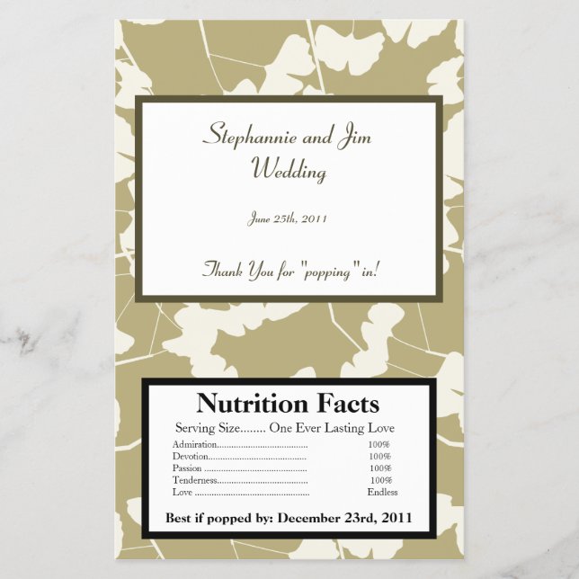 Popcorn Wrapper White Ginkgo Löv Flygblad (Framsidan)