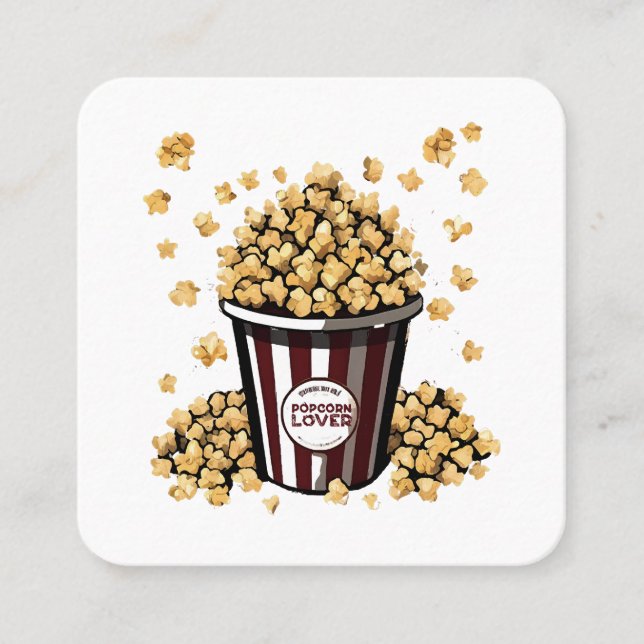 Popcornälskare Fyrkantigt Visitkort (Framsida)