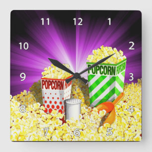 Popcornälskareväggen tar tid på fyrkantig klocka