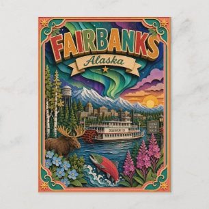 PopCut Delstaten Fairbanks Alaska Papperskonst Vykort