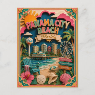 PopCut Delstater Panama City Beach Florida Pappers Vykort