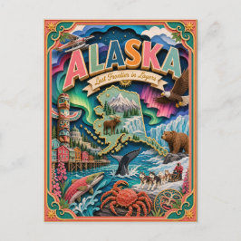 PopCut stater Alaska Färgglad 3D Papperskonst Vykort