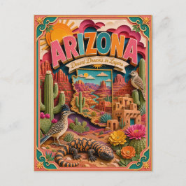 PopCut stater Arizona Färgglad 3D Papperskonst Vykort