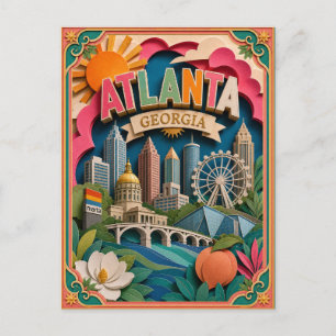 PopCut stater Atlanta Georgia Papperskonst Vykort