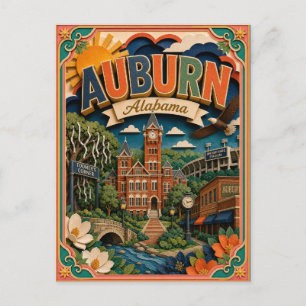 PopCut stater Auburn Alabama Papperskonst Vykort